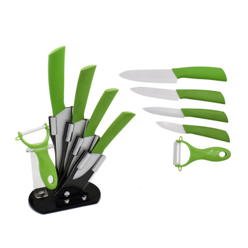 Colorful Ceramic Coated Kitchen Knife Set with Acrylic Display Block