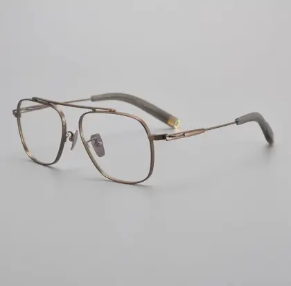 Gold Aviator Designer Eyewear Glasses Titanium Frames