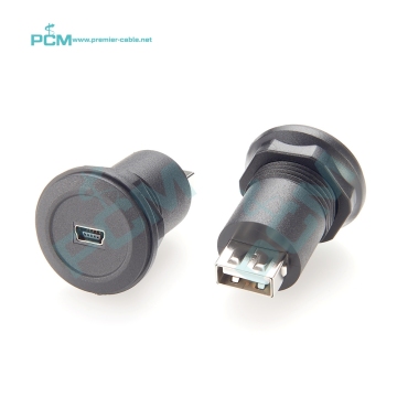 Mini USB Female to Type A Female Straight Round Panel Mount Threaded Socket: Search Engine Title" 

This title accurately reflects the product being searched for by including all key terms from the original phrase, such as "Mini USB", "Female to Type A Fe