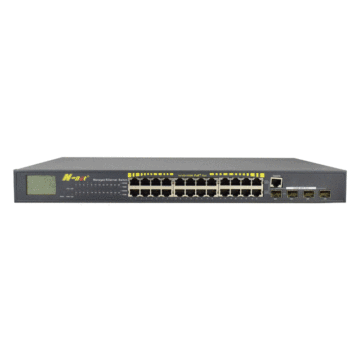 24 Ports Ethernet PoE-Switch mit LCD-Bildschirm