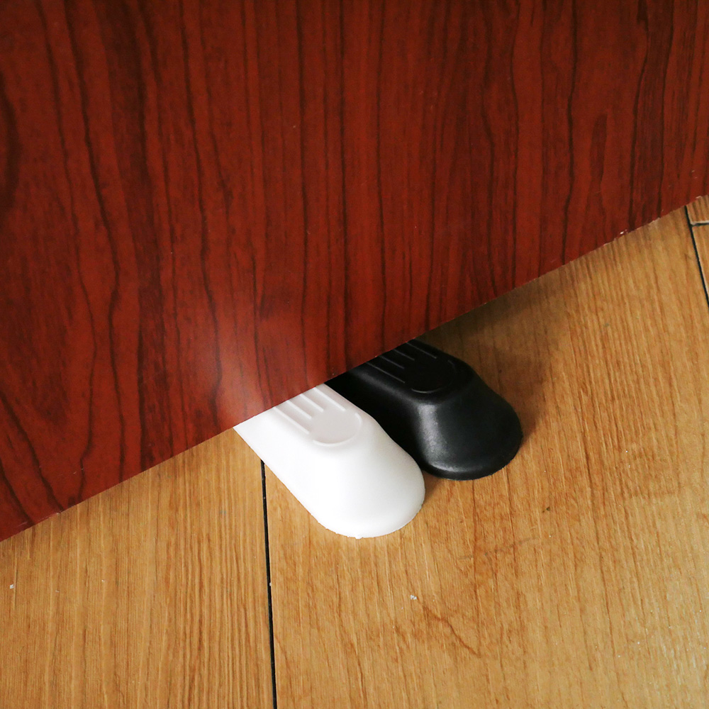 1/2pcs Door Wedge Shaped Plastic Door Stops Non-Slip Black Door Buffers for Office Home Baby Safe Floor Door Stopper