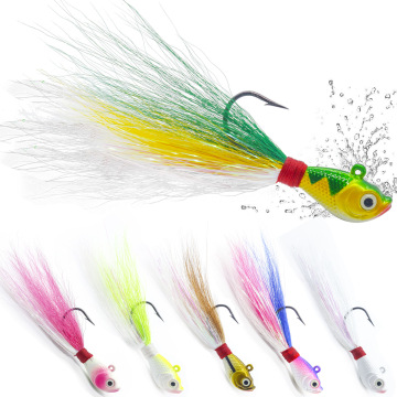Customize UV Glowing Mustad Hook Bucktail Jigs Saltwater Hair Assorted Kit - RUNTOO