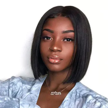 Black Bob Wigs Short Straight Wig for Women Middle Part Hair Wig Natural Looking Syntheyic