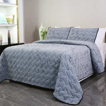 Foil printing velvet marbling design quilting bedspread set