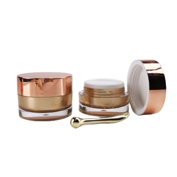 Gold Electroplated Acrylic Cosmetic Jars - Refillable Packaging for Skin Care Products