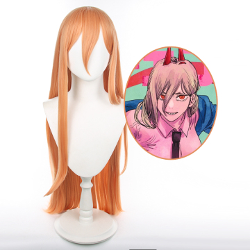 95cm Long Straight Orange Cosplay Wigs for Girls - Chainsaw Man Character of Power
