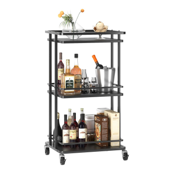 Rolling 3 Tier Bar Cart for Home Liquor Storage and Serving