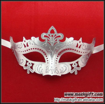 100% Handpainted Wholesale High Quality Unique White And Silver Masquerade Mask Party
