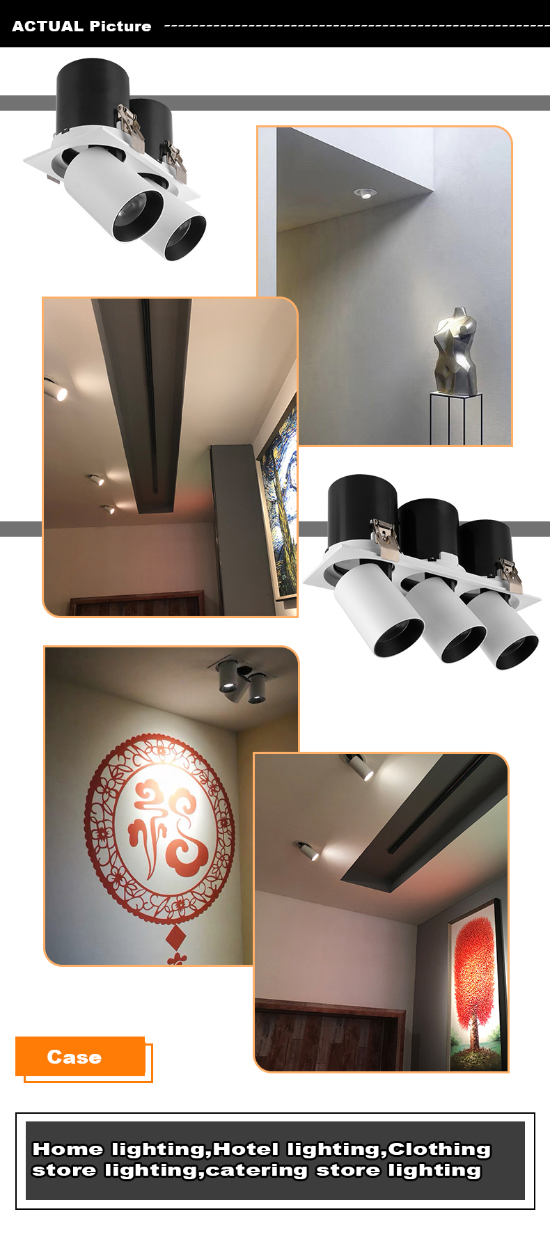 HSONG Spot Light Adjustable 360 Degree LED recessed Downligh For Commercial Fixtures Indoor Decoration