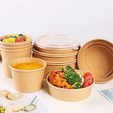 Kraft paper food bowl disposable salad takeaway bowl