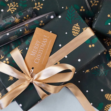 Green Christmas Gift Wrapping Paper Roll