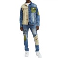 Veste en jean à deux couleurs pour hommes