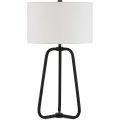 Blackened Bronze Floor Lamp White Fabric Drum Shade