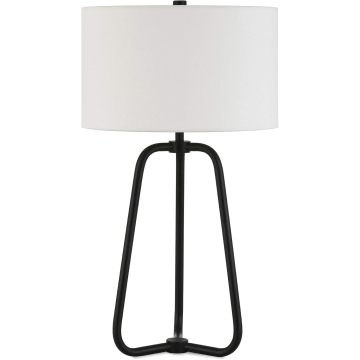 Blackened Bronze Floor Lamp White Fabric Drum Shade