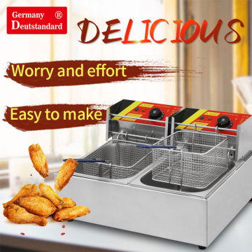 12L Dual Tanks Electric Deep Deep Fryer พร้อมตะกร้า 2 ใบ