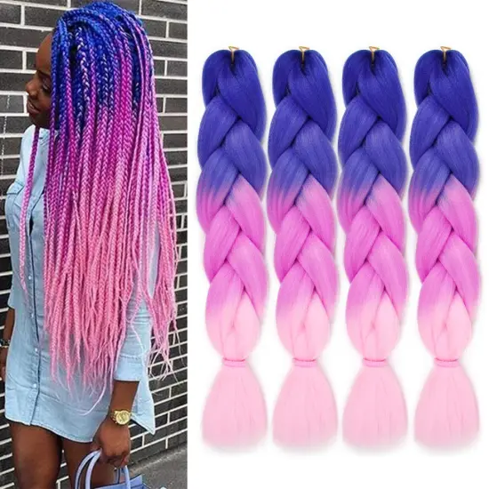 24Inch 100g Jumbo Braiding Hair Synthetic Crochet Ombre Color Artificial Hair Box Braids For Women Colorful Hair