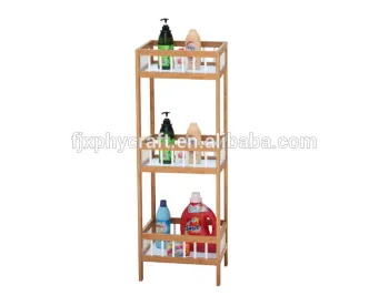 3-tier white bamboo bathroom shelf