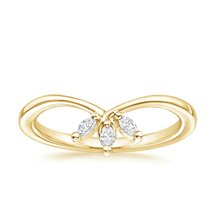 Set de inele de mireasă cu diamante ovale din aur de 18K