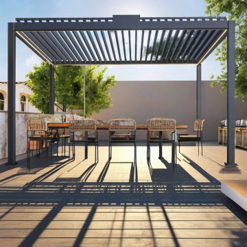 Aluminium Pergola Kits with Solar Panel Louvers for Outdoor Sunshade