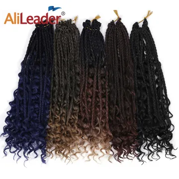 Synthetic Boho Box Crochet Braids with Curly Ends Crochet Messy Box Braids 3X Box Braid Crochet Hair Extension