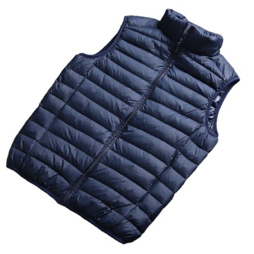 Men's Black Shiny Quilted Puffer Vest with Hood and Orange Accents