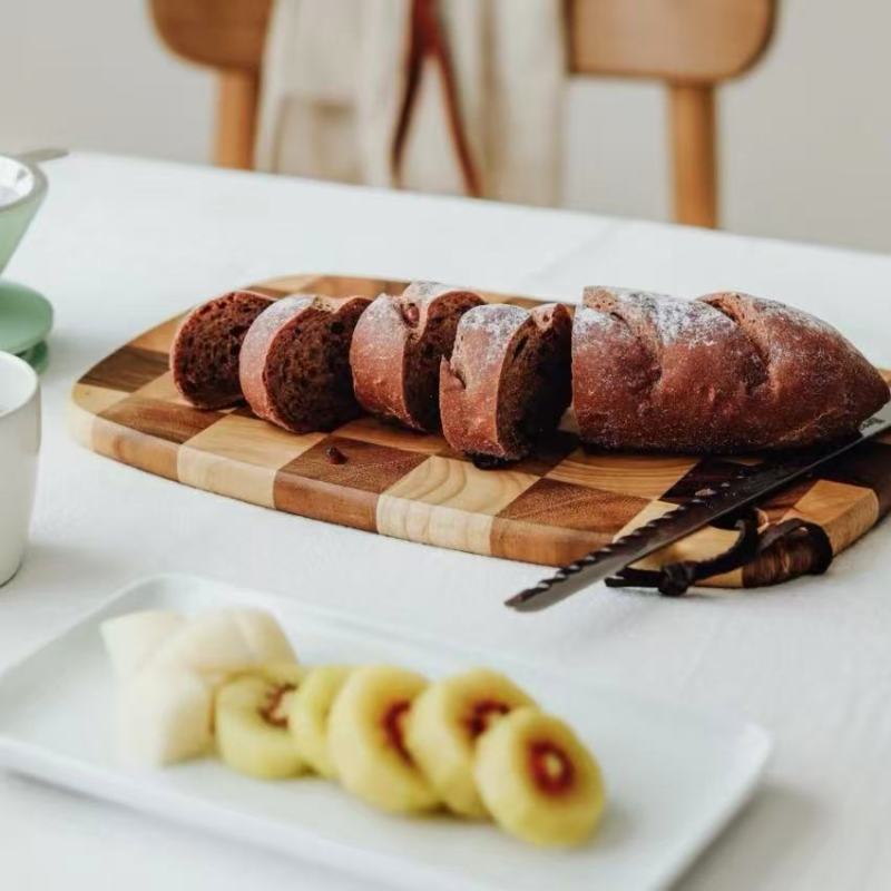 Natural Wood Cutting Boards with Checkerboard Design