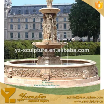 garden big natural stone 3 tiered fountain with lady statue