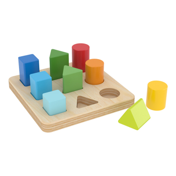 Colorful Wooden Educational Geometry Puzzle Ladder Toy for Kids