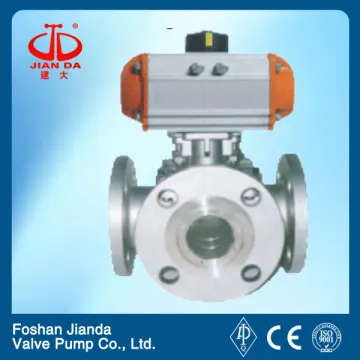 Stainless steel pneumatic tee ball valve