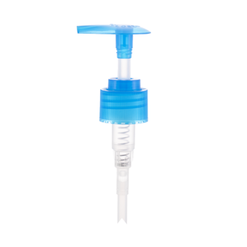 28/410 Transparent Blue Ribbed Lotion Pump With Up-down Lock