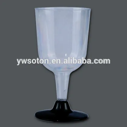 party wine glass/wedding wine glass/silver coated rim plastic wine glass/cup/disposable plastic silver coated wine glass
