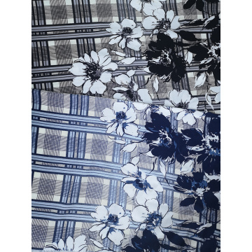 Check Border Rayon Challis 30S Air-jet Printing Fabric