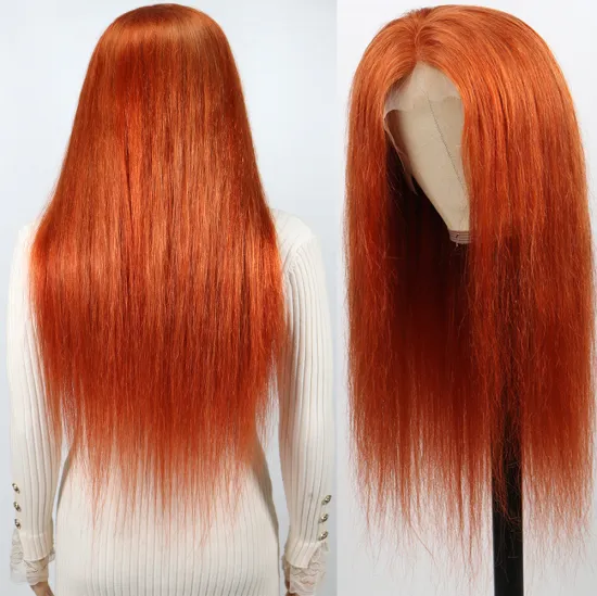 Uniky Ginger Red Blonde Orange Color Natural Brazilian Human Hair Lace Front Wigs T Part Pre Plucked Virgin Ginger Wigs