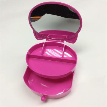 Plastic jewelry storage box with mirror