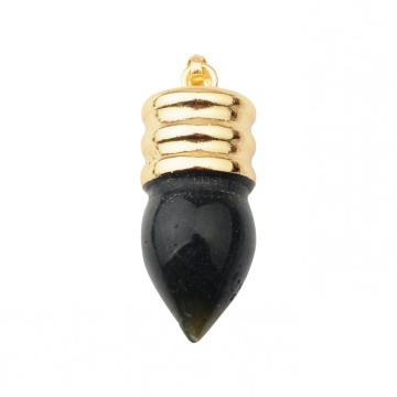 Natural lamp bulb Aquatic Agate Crystal Pendant Plated Gold