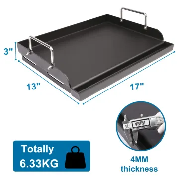 BBQ Nonstick coating Grilling Grease Serving Barbecue Metal Grill Tray Barbecues Griddle bbq topper double handle