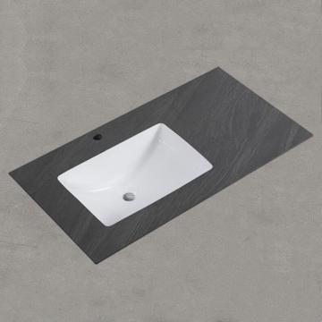 Bathroom Single Sink Rock Slab Vanities and Sintered Stone Rectangular Basin