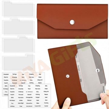 Custom 11-Piece PU Leather Wallet Pouch with Tab Dividers and Stickers