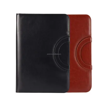 Luxury Artist Leather Zipper Calculator Portfolio with 3 Ring Binder