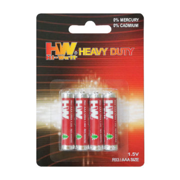 Batería AAA resistente R03 1,5 V cubierta de PVC