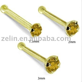 yellow gold bone nose piercing jewelry