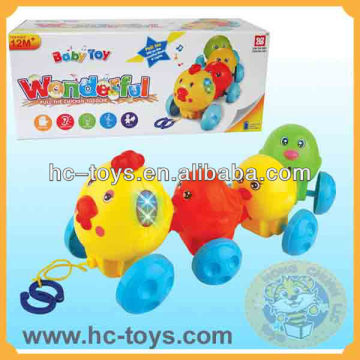 plastic pull back chick with light & music,baby pull back toy