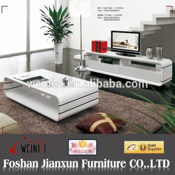 C1003# Popular MDF white high glossy lacquer high end Coffee Table
