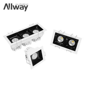 10W Commercial Anti-Glare COB Aluminum Down Light for Indoor Home and Office - LED Linear Grille Lamp with 2 or 3 Bulbs