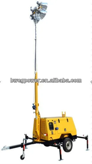 4x1000w Mobile Light Tower with 9M Pneumatic Telescopic Mast