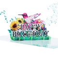 Tarjeta de cumpleaños con iluminación musical de colibrí 3D