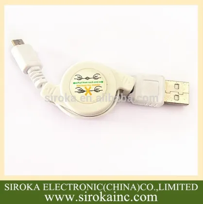 Hot selling V8 micro USB data cable retractable 5pin for Samsung USB cable