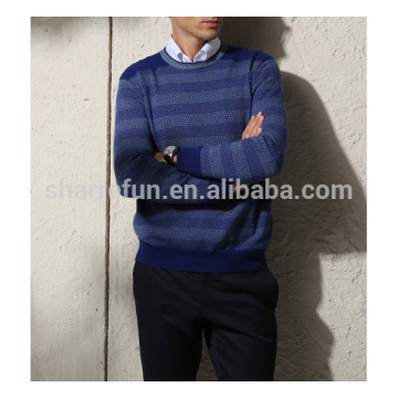 Pure Cashmere Stripe Men Knit Sweater Pullover
