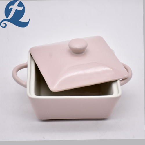 Custom Ceramic Square Soup Pot Set with Lid