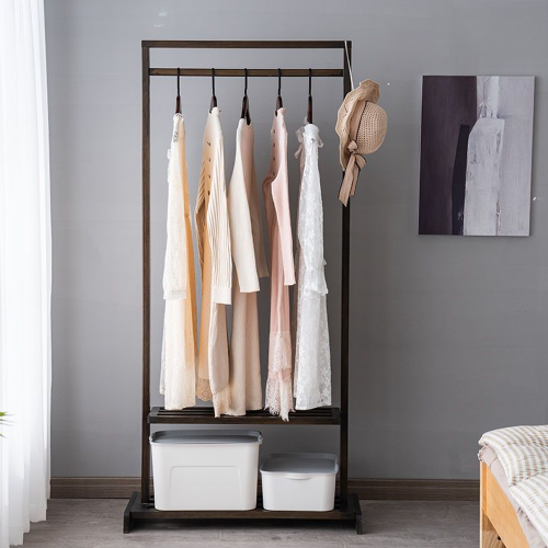 Ceviz Rengi Bambu Portmanto Depolamalı